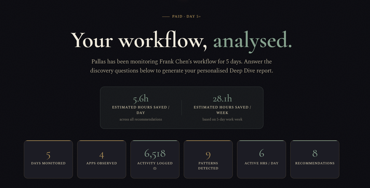 The full Pallas Workflow Intelligence demo report